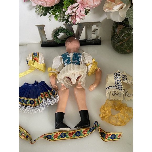 Vintage German Doll Project Strung Hand Painted Clothes Accessories in Parts EUC - Picture 3 of 16